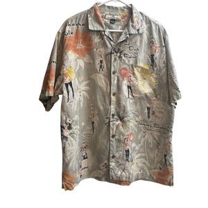 Tommy Bahama 100% Silk M Cool Yule Hawaiian Shirt Christmas Holiday Vixen Rare